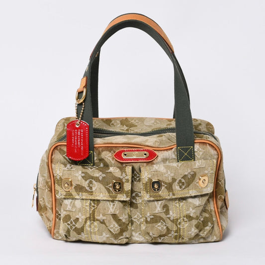 Louis Vuitton Monogram Moflage Denim Jasmine Handbag Khaki Takashi Murakami
