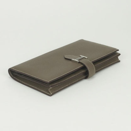 Hermes Bearn Souffle Wallet Epsom Etoupe Gray Silver Veau