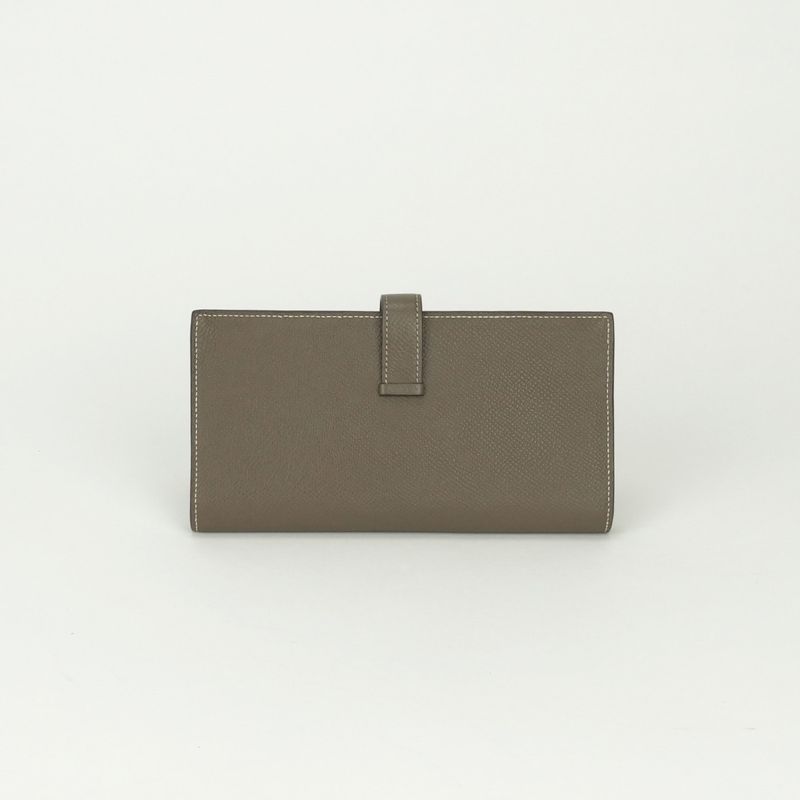 Hermes Bearn Souffle Wallet Epsom Etoupe Gray Silver Veau
