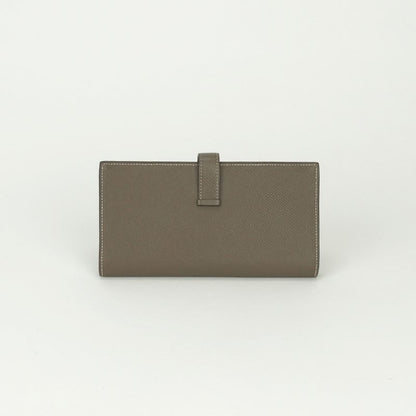 Hermes Bearn Souffle Wallet Epsom Etoupe Gray Silver Veau
