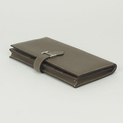 Hermes Bearn Souffle Wallet Epsom Etoupe Gray Silver Veau