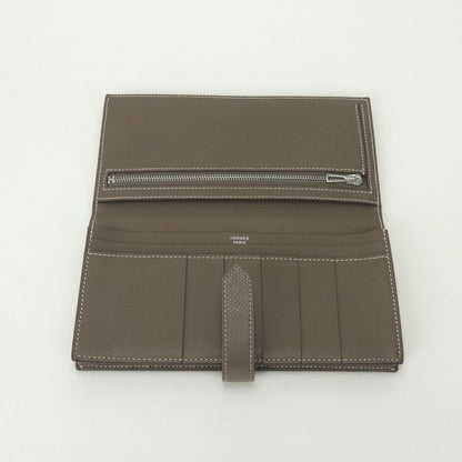 Hermes Bearn Souffle Wallet Epsom Etoupe Gray Silver Veau