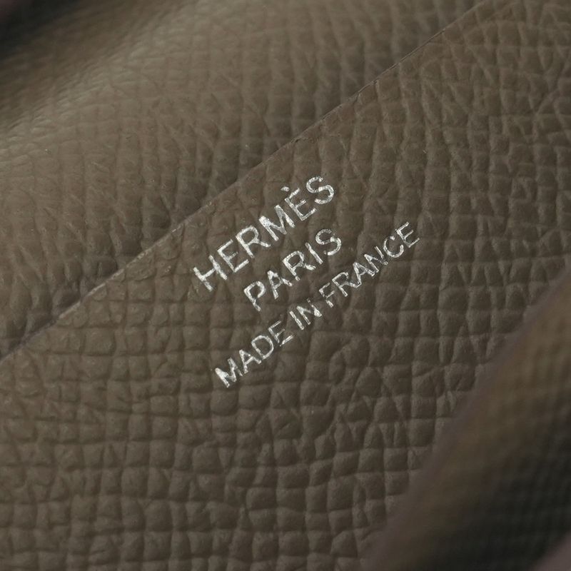 Hermes Bearn Souffle Wallet Epsom Etoupe Gray Silver Veau