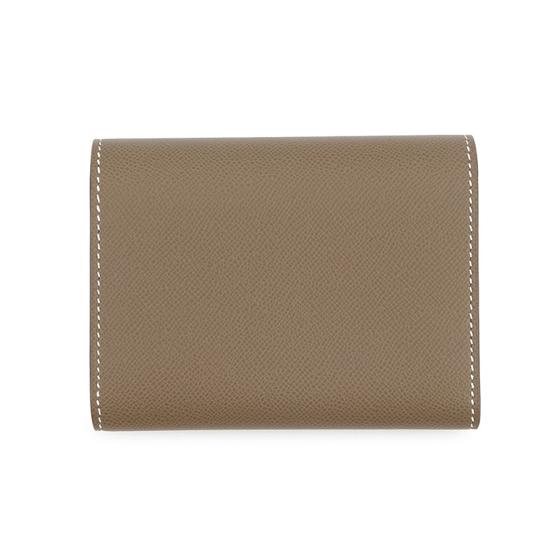 Hermes Trifold Wallet Charnier Compact Etoupe Silver Vo Madame