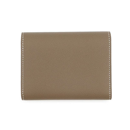 Hermes Trifold Wallet Charnier Compact Etoupe Silver Vo Madame