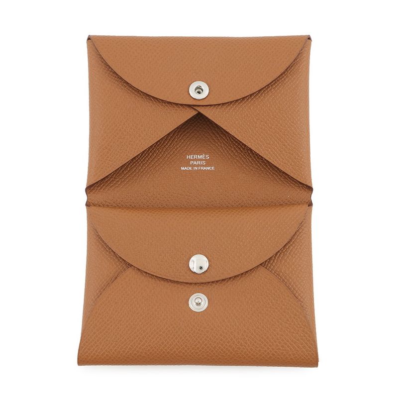 Hermes Coin Case Calvi Duo Gold Silver Epsom Wallet