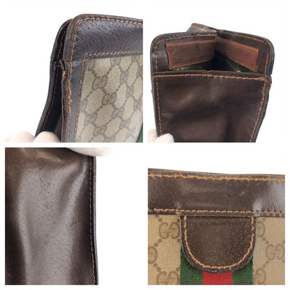 Gucci Vintage Sherry Line Beige Brown GG Supreme Canvas Clutch