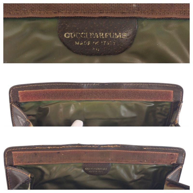 Gucci Vintage Sherry Line Beige Brown GG Supreme Canvas Clutch