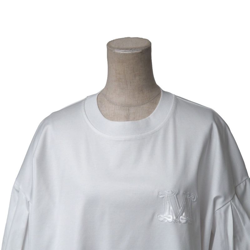 Max Mara Dolly Blouse M Mlogo Embroidery Pullover Volume Sleeve Puff Cropped