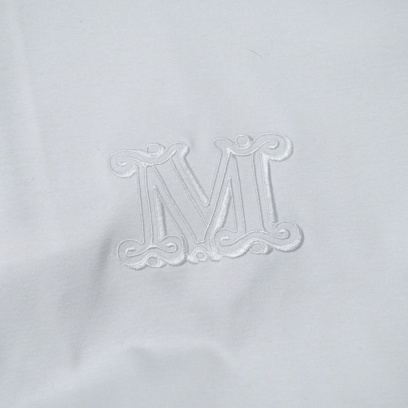 Max Mara Dolly Blouse M Mlogo Embroidery Pullover Volume Sleeve Puff Cropped