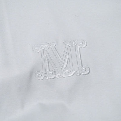 Max Mara Dolly Blouse M Mlogo Embroidery Pullover Volume Sleeve Puff Cropped