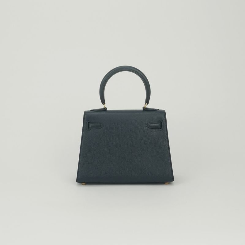 Hermes Tote Shoulder Bag Courchevel Navy Blue Gold 2-Way Sellier