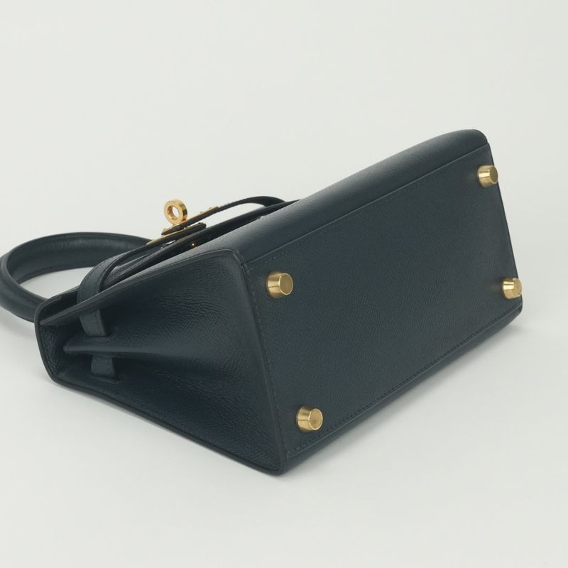 Hermes Tote Shoulder Bag Courchevel Navy Blue Gold 2-Way Sellier