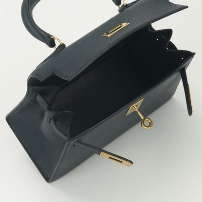 Hermes Tote Shoulder Bag Courchevel Navy Blue Gold 2-Way Sellier