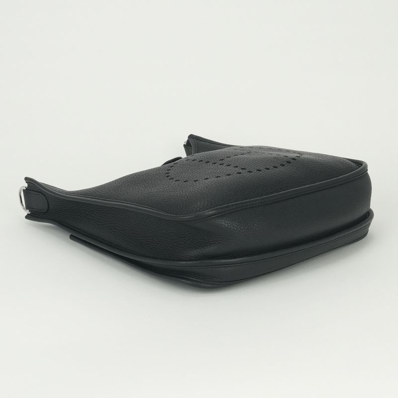Hermes Evelyne Shoulder Bag Taurillon Clemence Noir Black Silver