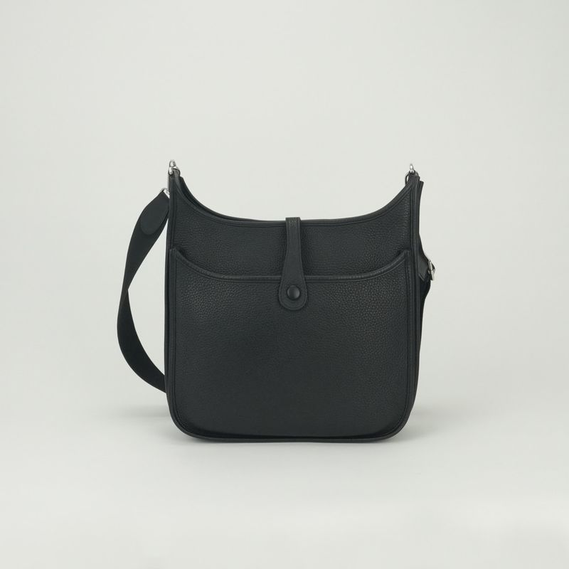 Hermes Evelyne Shoulder Bag Taurillon Clemence Noir Black Silver