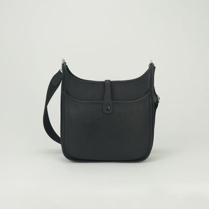Hermes Evelyne Shoulder Bag Taurillon Clemence Noir Black Silver