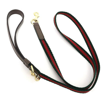 Gucci Extra Small Pet Lead Green Red Web Stripe Canvas Pet Accessory