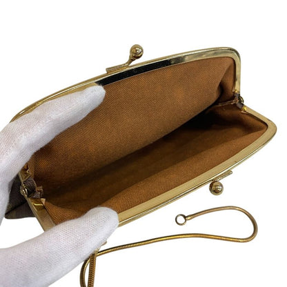 Louis Vuitton Clasp Pouch with Chain Case Coin Monogram Leather Brown