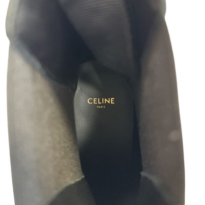 Celine Perforated Logo Side Gore Short Triomphe Leather Boots Black