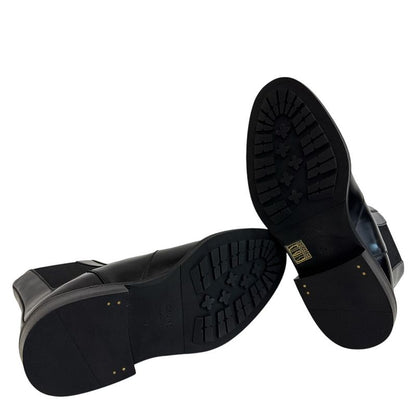 Celine Perforated Logo Side Gore Short Triomphe Leather Boots Black