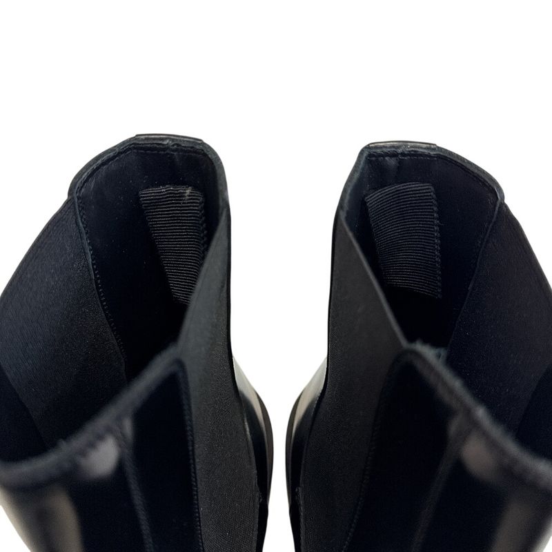 Celine Perforated Logo Side Gore Short Triomphe Leather Boots Black