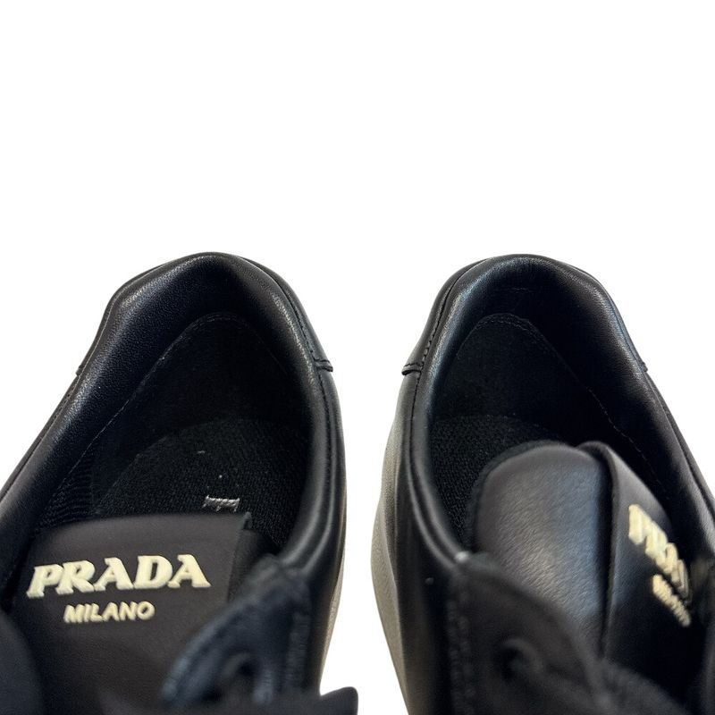 Prada Low Cut Leather Sneakers Black
