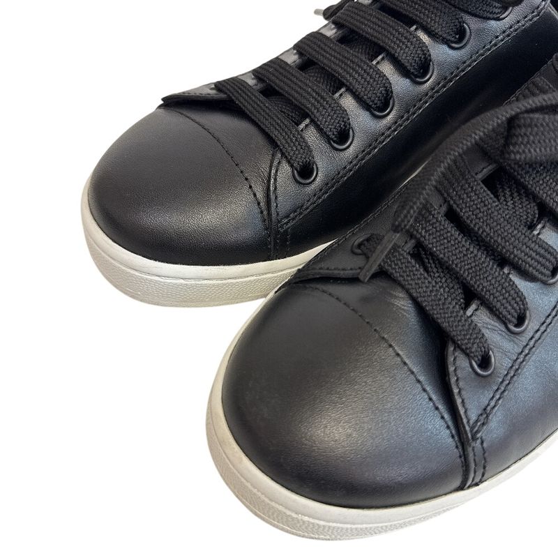 Prada Low Cut Leather Sneakers Black