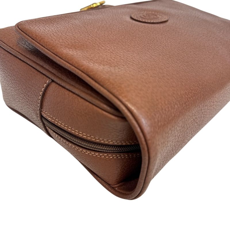 Gucci Vintage Gglogo Clutch Pouch Leather Second Brown