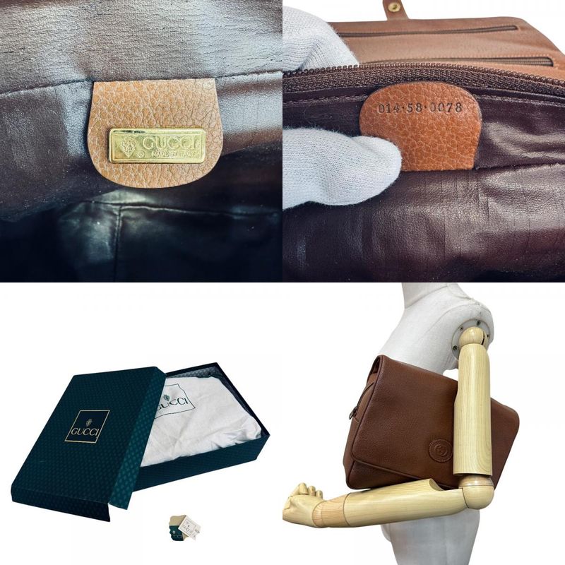 Gucci Vintage Gglogo Clutch Pouch Leather Second Brown