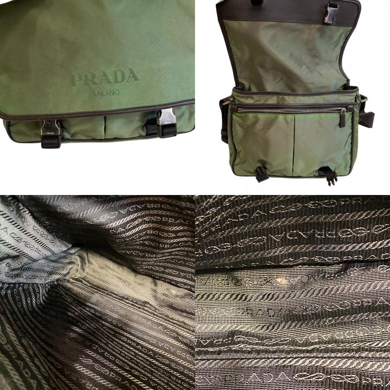 Prada Messenger Bag Crossbody Logo Triangle Plate Nylon Car Key