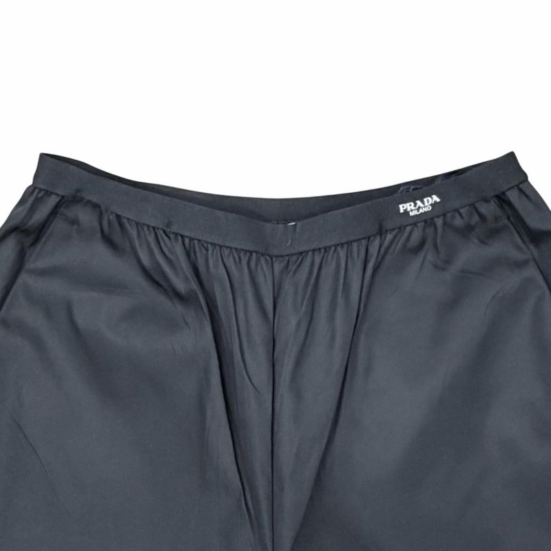 Prada Re-Nylon Logo Long Pants Wide Black