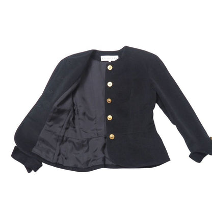 Dior Vintage Collarless Jacket 9 CD Button Angora Blend Wool
