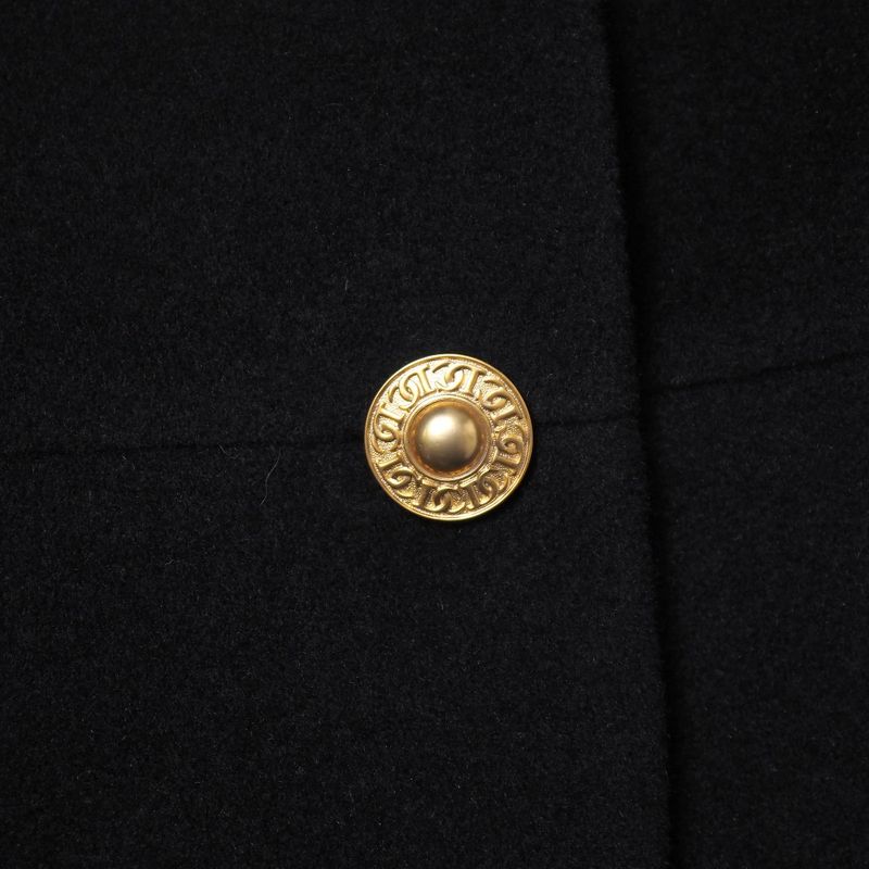 Dior Vintage Collarless Jacket 9 CD Button Angora Blend Wool