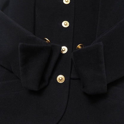 Dior Vintage Collarless Jacket 9 CD Button Angora Blend Wool