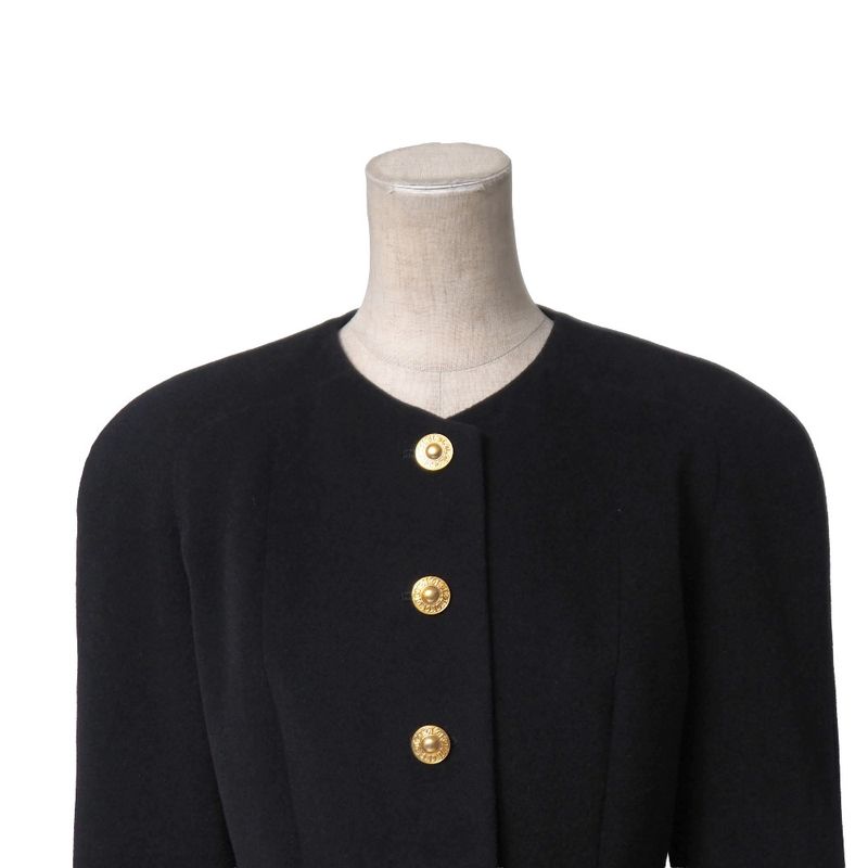 Dior Vintage Collarless Jacket 9 CD Button Angora Blend Wool