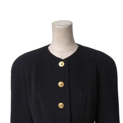 Dior Vintage Collarless Jacket 9 CD Button Angora Blend Wool