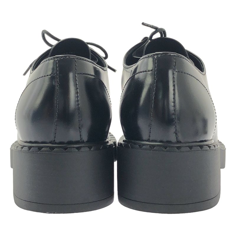 Prada Brushed Leather Lace Up Loafers 40 Black