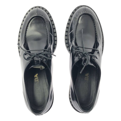 Prada Brushed Leather Lace Up Loafers 40 Black