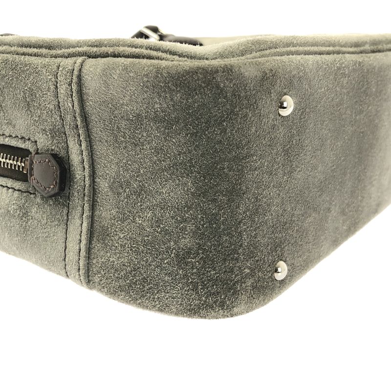 Hermes Mini Plume 20 Suede Handbag Gray