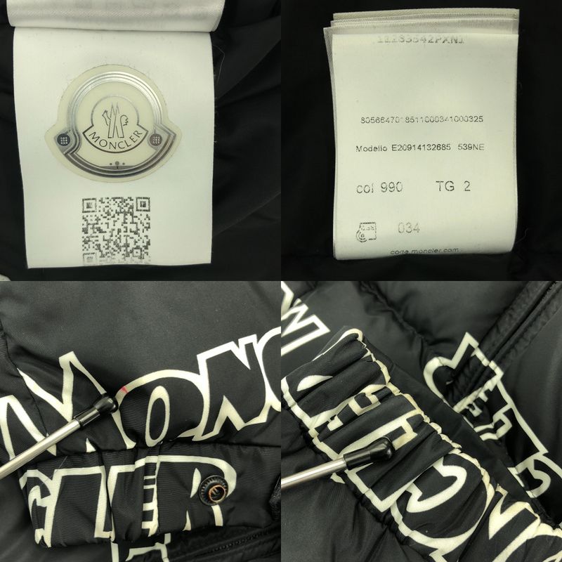 Moncler Fiveley Logo Print Down Jacket 2 Black