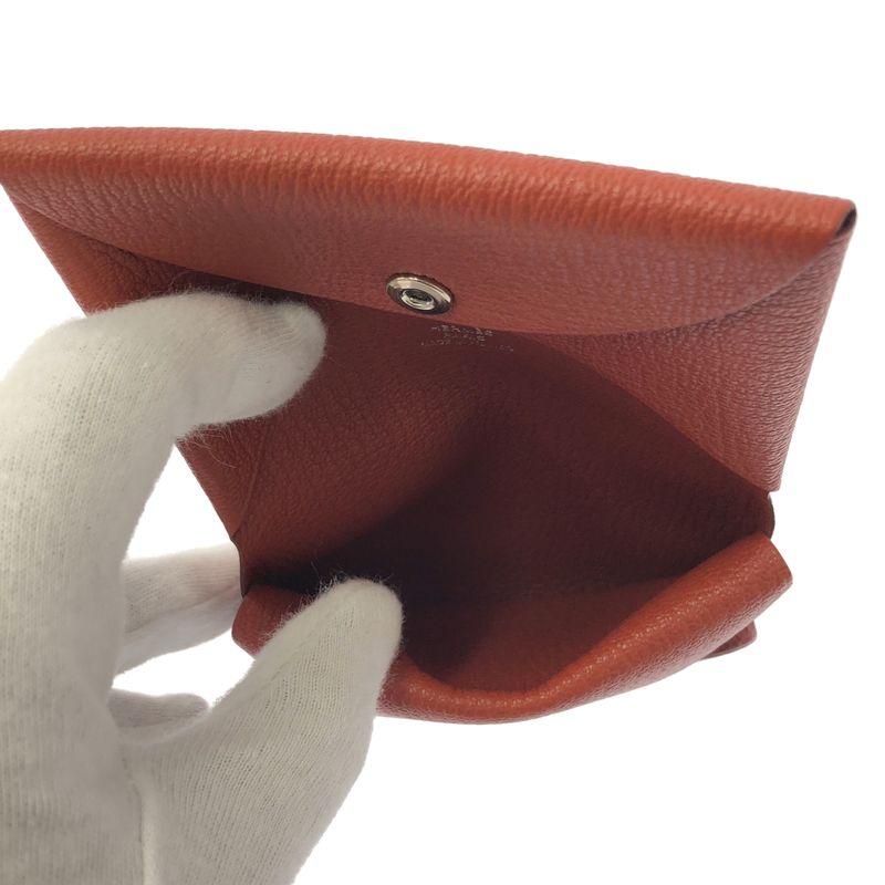 Hermes Calvi Duo Veau Epsom Coin Case Wallet Brick
