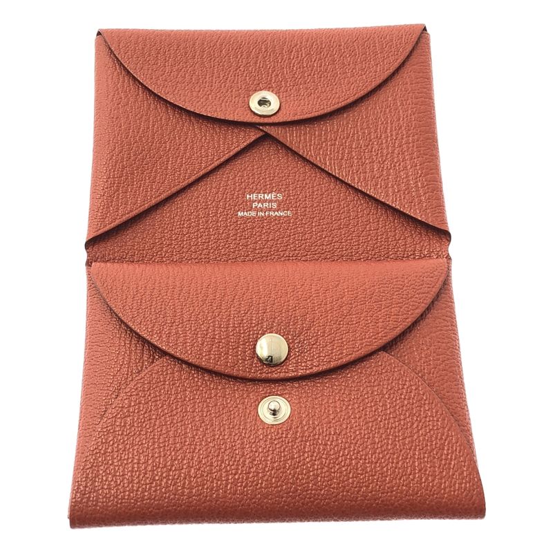 Hermes Calvi Duo Veau Epsom Coin Case Wallet Brick