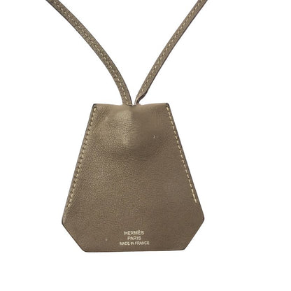 Hermes Leather Logo Clochette Necklace Brown