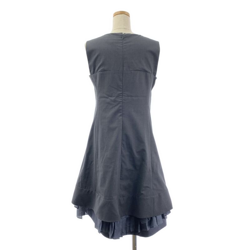 Celine Silk Pleated Layered Volume Dress 36 Gray