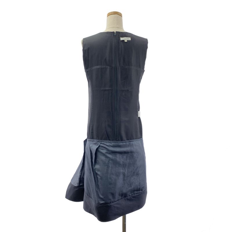 Celine Silk Pleated Layered Volume Dress 36 Gray