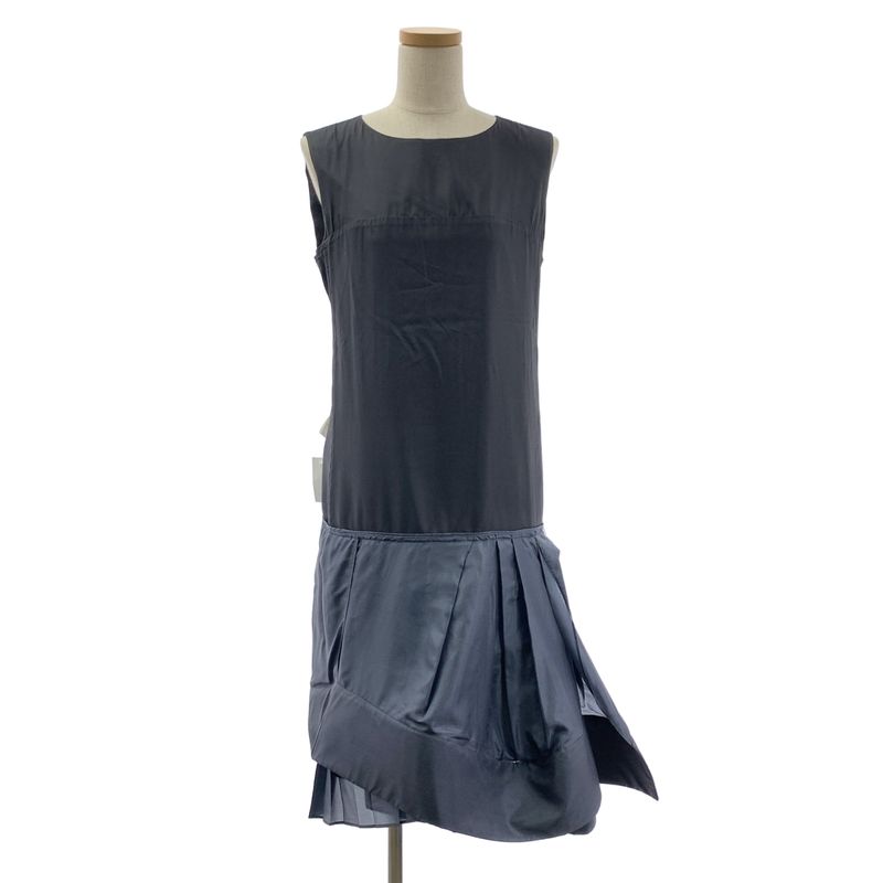 Celine Silk Pleated Layered Volume Dress 36 Gray
