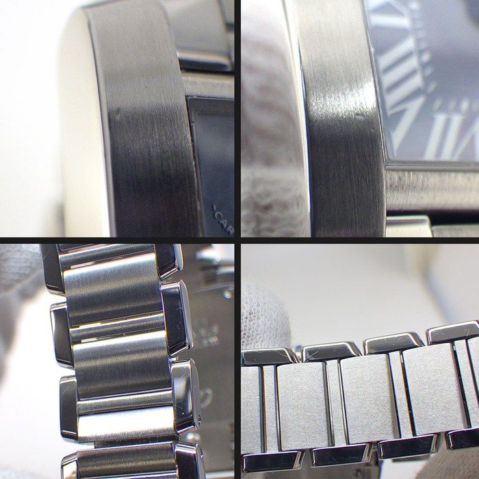 Cartier Watch Tank Francaise SM Square Blue Shell Dial Roman Index SS Quartz