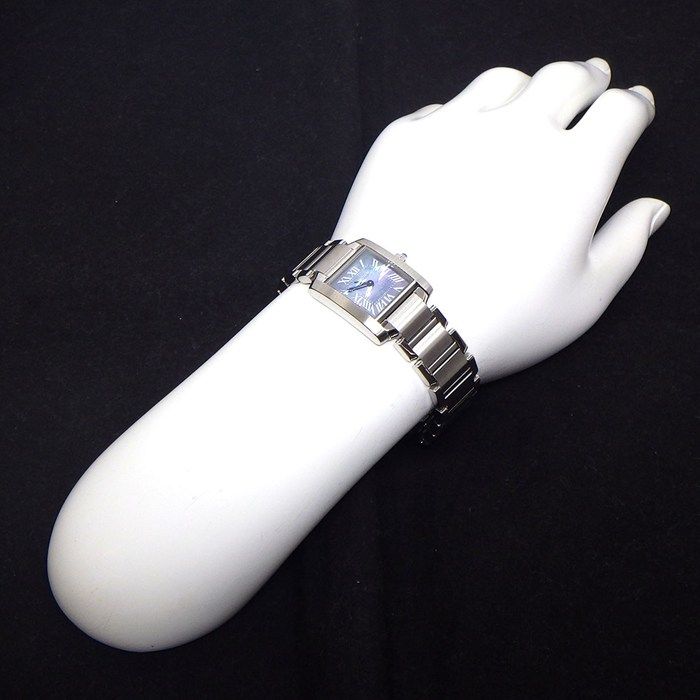 Cartier Watch Tank Francaise SM Square Blue Shell Dial Roman Index SS Quartz