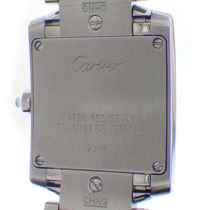 Cartier Watch Tank Francaise SM Square Blue Shell Dial Roman Index SS Quartz